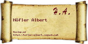 Höfler Albert névjegykártya